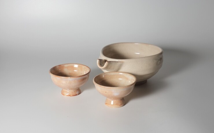 keien kaneta,japanese,pottery,wooden box,shuki,sake,set,gift,present